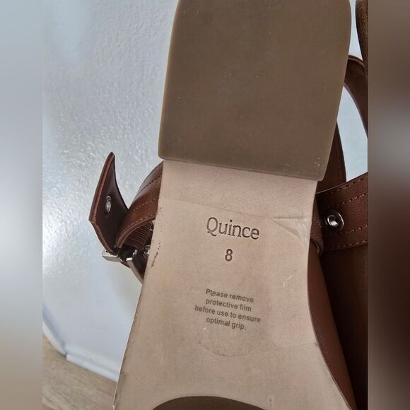 Quince Italian Leather Bold Buckle Slingback Flat Size 8 - Picture 9 of 12